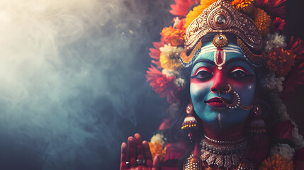 Head shot of Hindu Kali goddess statue - obrazy, fototapety, plakaty