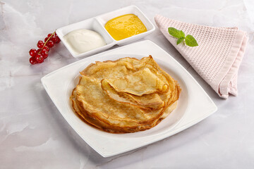 Sweet homemade thick baked pancakes