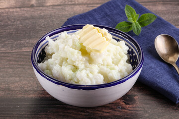 Homemade rice porridge with butter