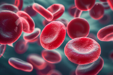 Macro of blood cells showing extreme close-up, Blood cells, 3D illustration. Red blood cells in the human body.