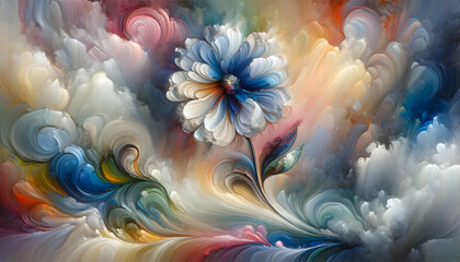 Fototapeta premium Abstract flora pastel colorful background, The image created is an artistic representation titled. Vibrant Nature-Inspired. Artistic Display