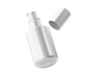 Blank White Glossy Luxury Cosmetic Spray Bottle Packaging Isolated On Transparent Background, Prepared For Mockup, 3D Render.