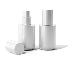 Blank White Glossy Luxury Cosmetic Spray Bottle Packaging Isolated On Transparent Background, Prepared For Mockup, 3D Render.