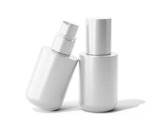 Blank White Glossy Luxury Cosmetic Spray Bottle Packaging Isolated On Transparent Background, Prepared For Mockup, 3D Render.