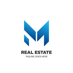 Blue gradient M latter real estate logo