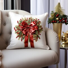 Beautiful christmas front white pillow images Generative AI