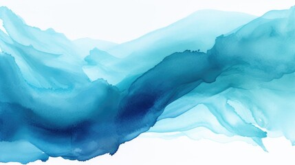 dynamic ocean blue brush stroke illustration, isolated white background. versatile background for wellness themes, spa marketing materials, and relaxing artistic compositions - obrazy, fototapety, plakaty