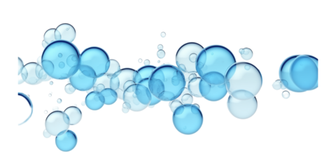 Blue Water Bubbles Isolated Transparent, Generative AI