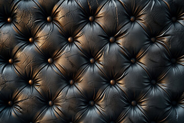 "Opulent Sophistication: Textured Elegance of Black Capitone Leather Background"