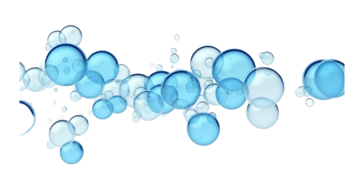 Blue Water Bubbles Isolated Transparent, Generative AI