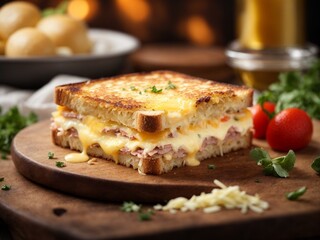 Italian sandwiches with layers of cured meats, salty cheese, tomato pesto, and juicy tomatoes on ciabatta bread