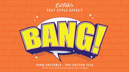 Editable text effect Bang 3d cartoon comic pop art style