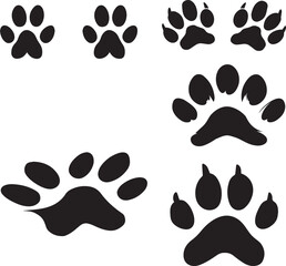 Fototapeta premium Paw icon Animals black silhouette on white background 