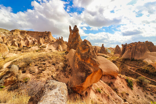 Imaginary Valley or Devrent Valley is full of unique rock and stone formations in the fantastic shape of different imaginary animals near Goreme,Cappadocia Region, Central Anatolia,Turkey.