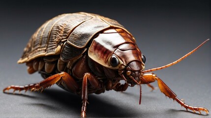 A close up of a cockroach on a black background. Generative AI.