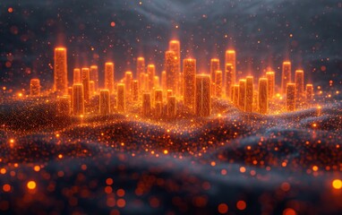 Obraz premium Smart city and abstract line and dot connect with gradient line design, big data connection technology concept. 