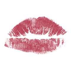 Beautiful red lips isolated on transparent background. red lipstick kiss . lips with lipstick mark on a white background.