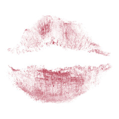 Beautiful red lips isolated on transparent background. red lipstick kiss . lips with lipstick mark...