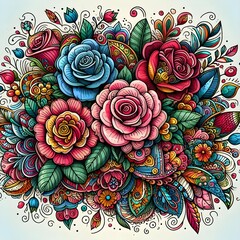 A vibrant and colorful floral pattern