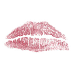 Beautiful red lips isolated on transparent background. red lipstick kiss . lips with lipstick mark on a white background.