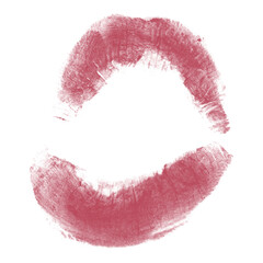 Beautiful red lips isolated on transparent background. red lipstick kiss . lips with lipstick mark...