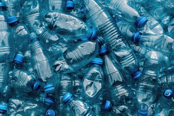 Background of many used empty PET bottles