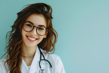 Elevate your projects with a radiant lady doctor's beautiful smile. A perfect stock image capturing healthcare professionalism and positivity. Ideal for medical websites and promotions. Download now