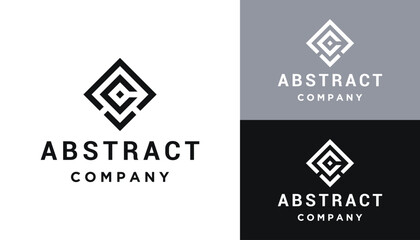 Initial Letter AC CA Monogram with Simple Square Line Art Logo Design