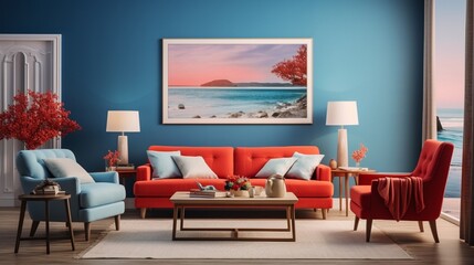 red and serene blue colors blend harmoniously, creating a visually calming and enchanting background reminiscent of a twilight sky over a serene ocean, radiating a sense of peace and relaxation.