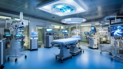 Expansive view of a hybrid operating room with advanced imaging capabilities.