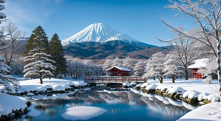 Foto op Canvas 雪解けの季節の山と草原 © sinobu