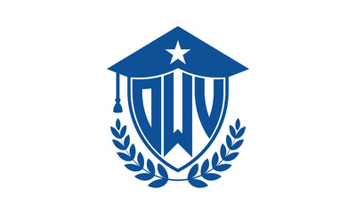 OWV three letter iconic academic logo design vector template. monogram, abstract, school, college, university, graduation cap symbol logo, shield, model, institute, educational, coaching canter, tech