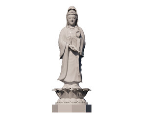 Kwan Im, Bodhisattva Avalokitesvara 3D Illustration with White Background