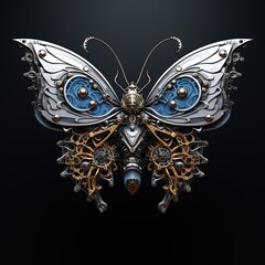 Metal butterfly symbol, best for 3D breastpin Models. generative AI