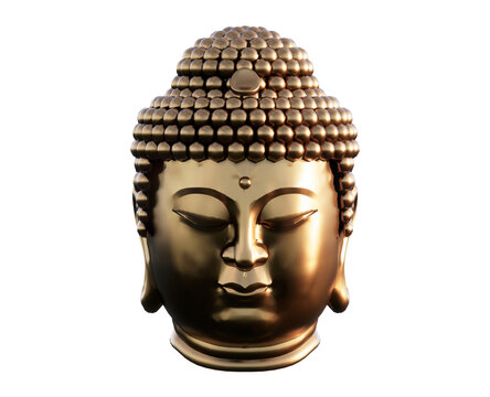 Buddha Sakyamuni (Head Only) 3d Render, 3d Illustration in white background