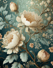 Piękna kwiatowa tapeta, wzór kwiatowy, dekoracja, generative ai