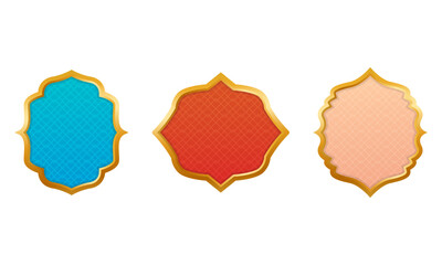 Collection of gold Islamic borders. Blank Islamic banner