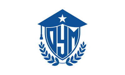 OYM three letter iconic academic logo design vector template. monogram, abstract, school, college, university, graduation cap symbol logo, shield, model, institute, educational, coaching canter, tech