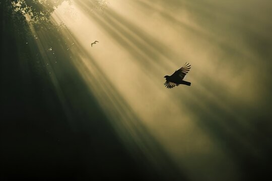 Silhouette eines Vogels im Gegenlicht