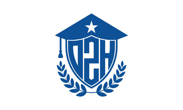 OZH three letter iconic academic logo design vector template. monogram, abstract, school, college, university, graduation cap symbol logo, shield, model, institute, educational, coaching canter, tech