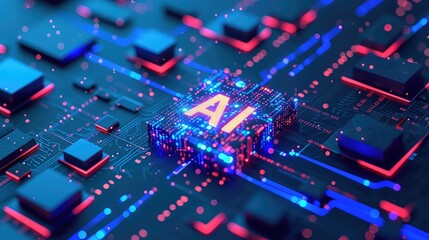 Fototapeta premium AI, Artificial Intelligence and Machine learning concept, conceptual image, Science and artificial intelligence technology, innovation and futuristic 