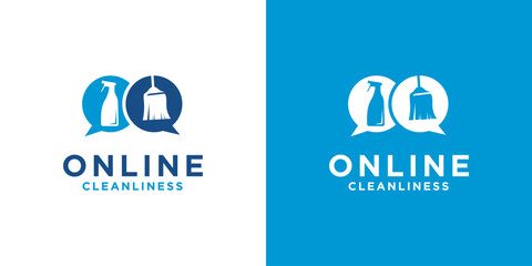 Online cleaning service and maid logo for men and women. online cleaning service design template