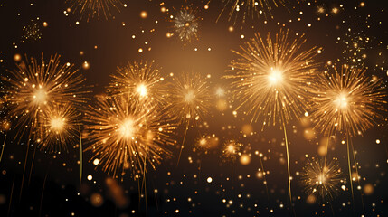 Naklejka premium Beautiful fireworks background at night for holiday decoration