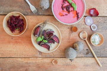 Rote Bete gebacken Eisen Vegan Suppe 