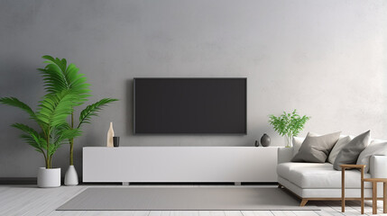 view of living room in minimal style with television