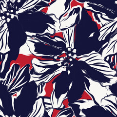 Red Abstract Floral Seamless Pattern Design