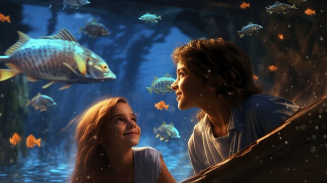 _a_boy_and_girl_spending_quality_time_under_water_4K ai generative images