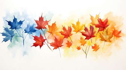 Naklejka na ściany i meble Abstract_art_autumn_background_with_watercolor_maple ai generative images