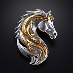Metal horse symbol, great for 3D Printed Models. generative AI - obrazy, fototapety, plakaty