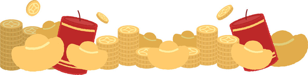 Chinese New Year Prosperity: A Colorful and Festive Illustration of Wealth and Luck